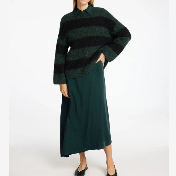 New SELECTED Femme Asymmetrical High Rise Midi Skirt Flowy Fall Winter Christmas - Picture 4 of 11